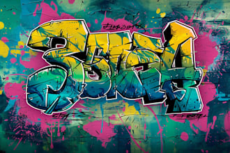 create an awesome graffiti logo, t shirt, stickers designs