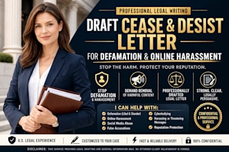 draft a cease and desist letter for defamation or online harassment