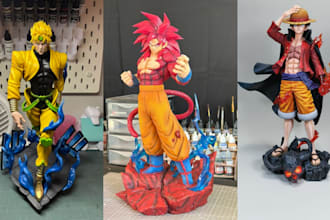 3d print and paint anime model, custom miniature action figure resin 3d printing