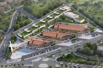 design urban masterplan real estate mixed use architecture 3d exterior rendering