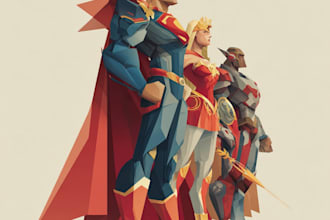do a superhero comic illustration