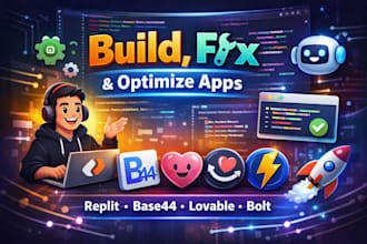 build and fix replit, base44 apps, bug fixing, ai vibe coding expert