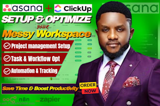 setup and automate your clickup or asana workflow using zapier or n8n
