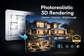 design photorealistic house rendering and walkthrough