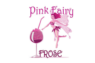 design pink fairy frose frozen wine beverage logo