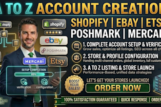 shopify ebay etsy poshmark account creation a to z