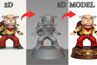 convert 2d image photo  to 3d toy models stl fil for 3d printing