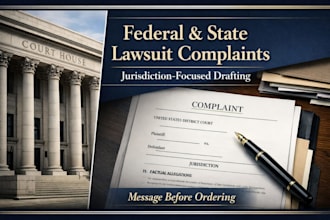 write a federal or state lawsuit complaint for your case