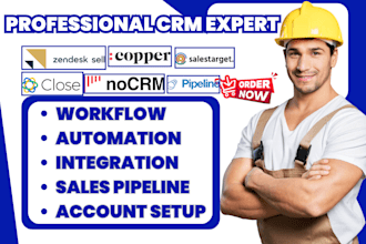 setup close crm nocrm zendesk sell copper salestarget pipeline crm automation