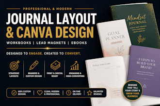 redesign journal layout design canva workbook, lead magnet ebook design