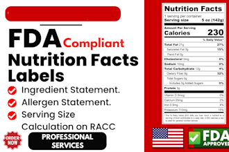 provide fda nutrition facts label for recipes