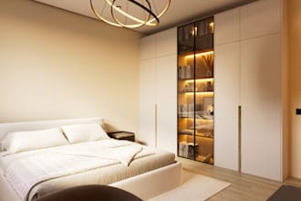 create cozy photorealistic 3d interior rendering for bedroom or living room