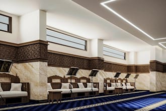 design 3d model of mosque interior and exterior design masjid 3d rendering dome