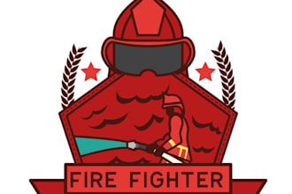custom firefighter badge, fire rescue, and department logo