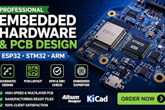 dei will design sign esp32, stm32 and arm embedded hardware with full pcb layout