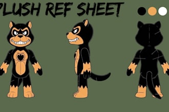 design custom plushie reference sheet for stuffed animals oc mascot toy product