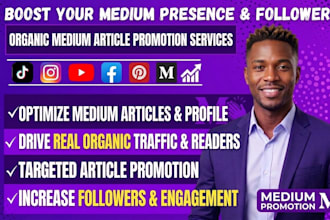 do organic medium article promotion and increase your followers and engagement