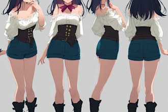 draw a anime character sheet or reference sheet for you