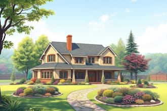 design 2d landscape plans for your home in color