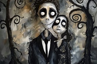 draw you in tim burton custom portrait
