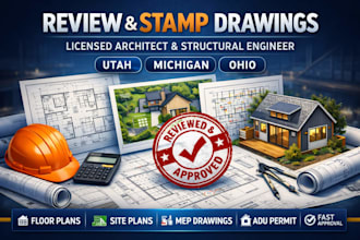 do floor plan, site plan, mep, adu, review stamp drawing for utah michigan ohio