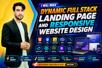 create dynamic full stack landing page and responsive website