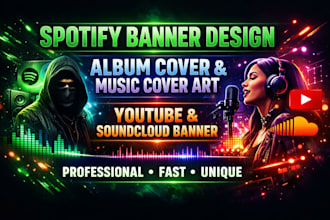 design spotify banner, spotify cover, album cover, youtube banner, soundcloud