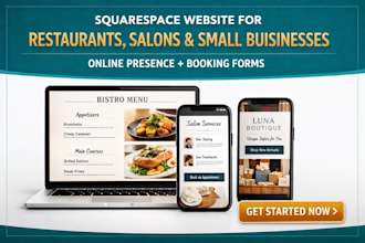 design squarespace website for restaurant, salon and business with booking form