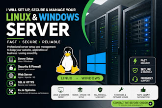 do linux windows server setup, security hardening and administration