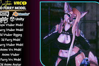 do custom furry vrchat avatar, vrc nsfw anime model, 3d vtuber setup, vseeface