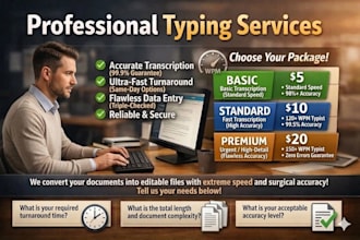 ill type handwritten notes into digital format fast and accurate typing