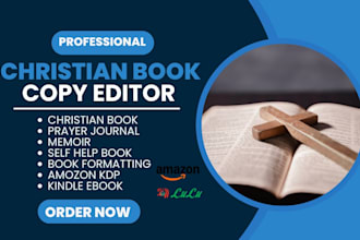 copy edit, proofread christian book prayer journal memoir book formatting KDP