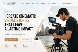 design a wix website for videographer photographer filmmaker with portfolio reel