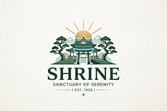 design a serene and meaningful shrine logo