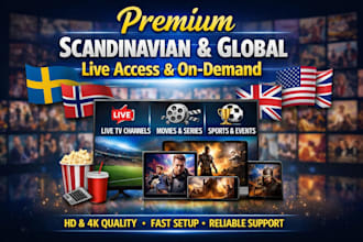 offer premium scandinavian live access, global service, movies demand solution