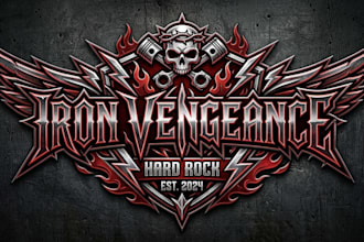 design a bold and powerful hard rock band logo