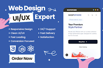 design modern responsive UI UX website using HTML CSS javascript react