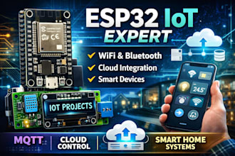 develop esp32, esp8266 iot project with wifi bluetooth and cloud integration