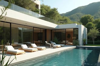 design modern villa exterior and interior with 3d render