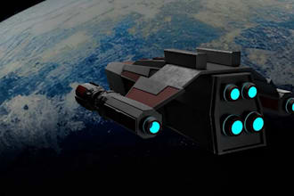 make 3d printable spaceship model, ready for game and rigged spaceship model
