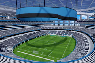 elevate 3d multipurpose stadium, sport arena design, special soccer pitch render
