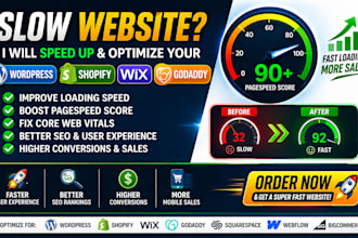 do wordpress shopify wix godaddy speed up optimization fix slow website speed up
