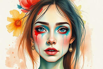 paint weird, abstract watercolor portraits for unique people