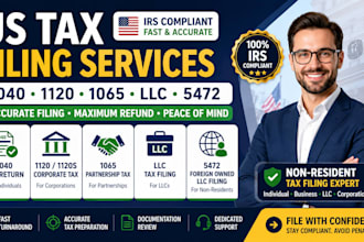 file US tax return, 1040, 1120, 1065, llc and 5472 filing