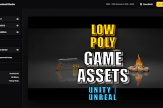 create low poly game ready 3d props and weapons