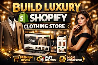 build luxury shopify clothing store, brands custom design, dropshipping setup