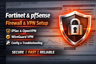 setup and configure fortinet, pfsense firewall with ipsec,openvpn and wireguard