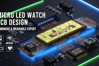 micro led watch pcb, firmware esp32 nrf wearable miniaturized pcb lipo wifi rsp