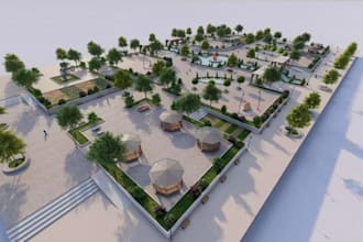do master plan for public park space,urban landscape design, public space render