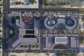 render modern mixed use complex, commercial building planning,3d exterior design
